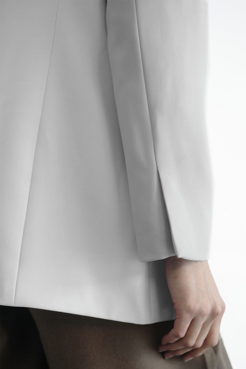 Zipper Oversized Blazer In Light Grey