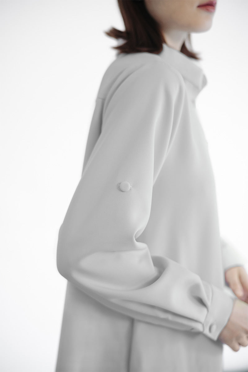 Zipper Shirt Dress In Light Grey