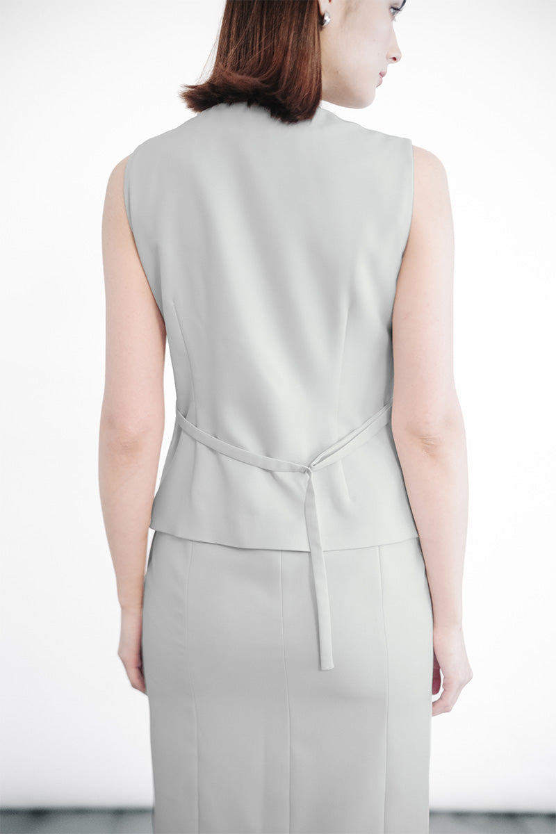 Zipper Vest In Light Grey