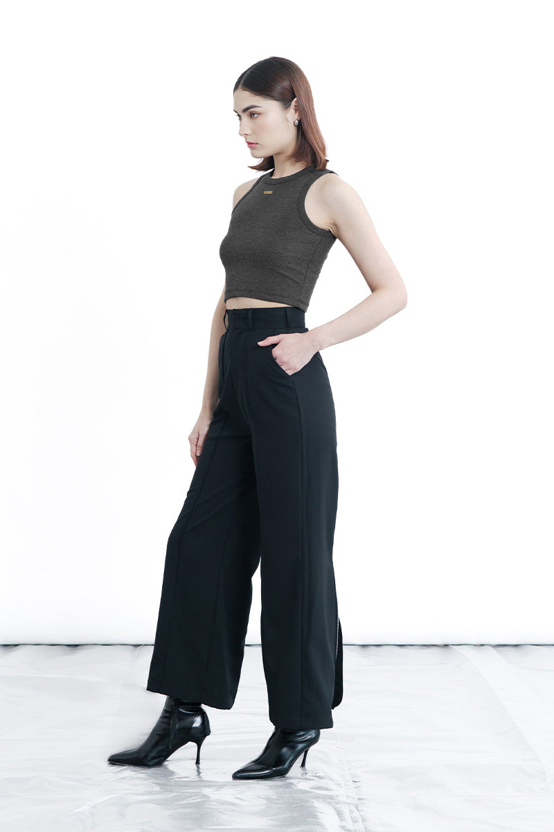 Zipper Back Pants In Black