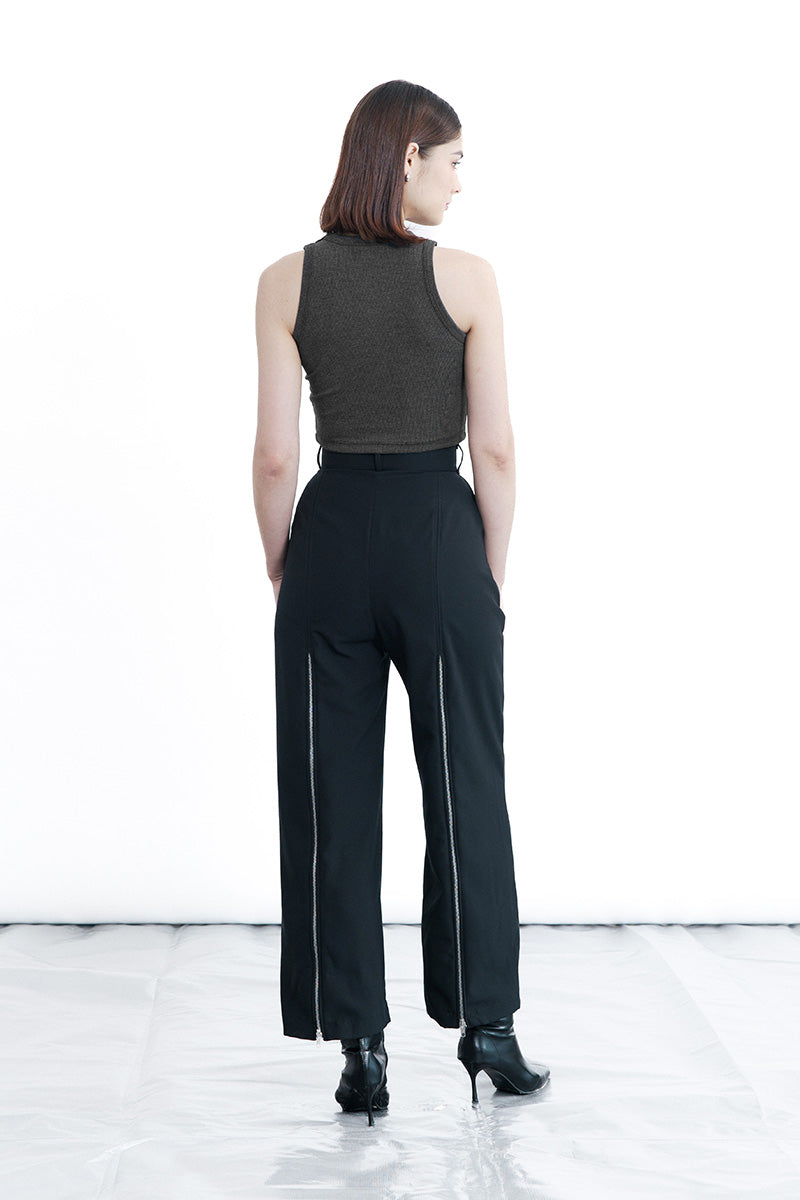 Zipper Back Pants In Black