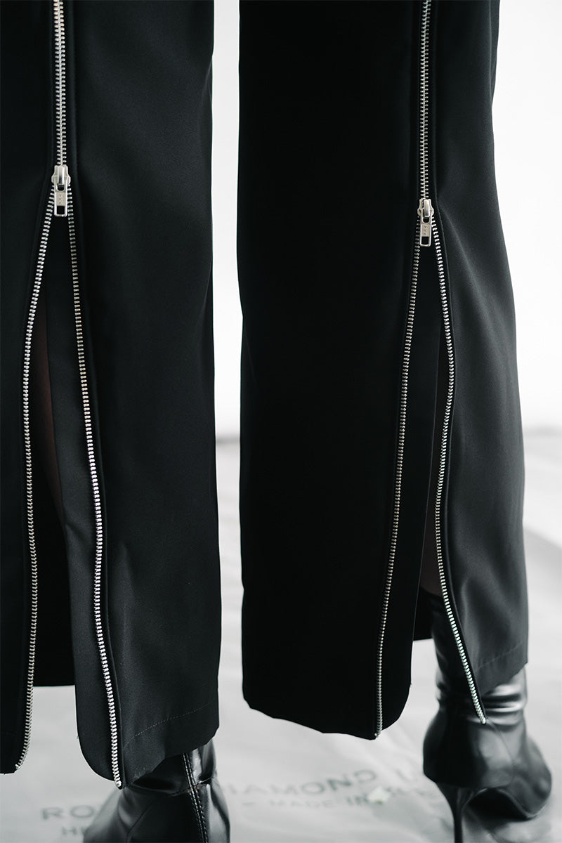 Zipper Back Pants In Black