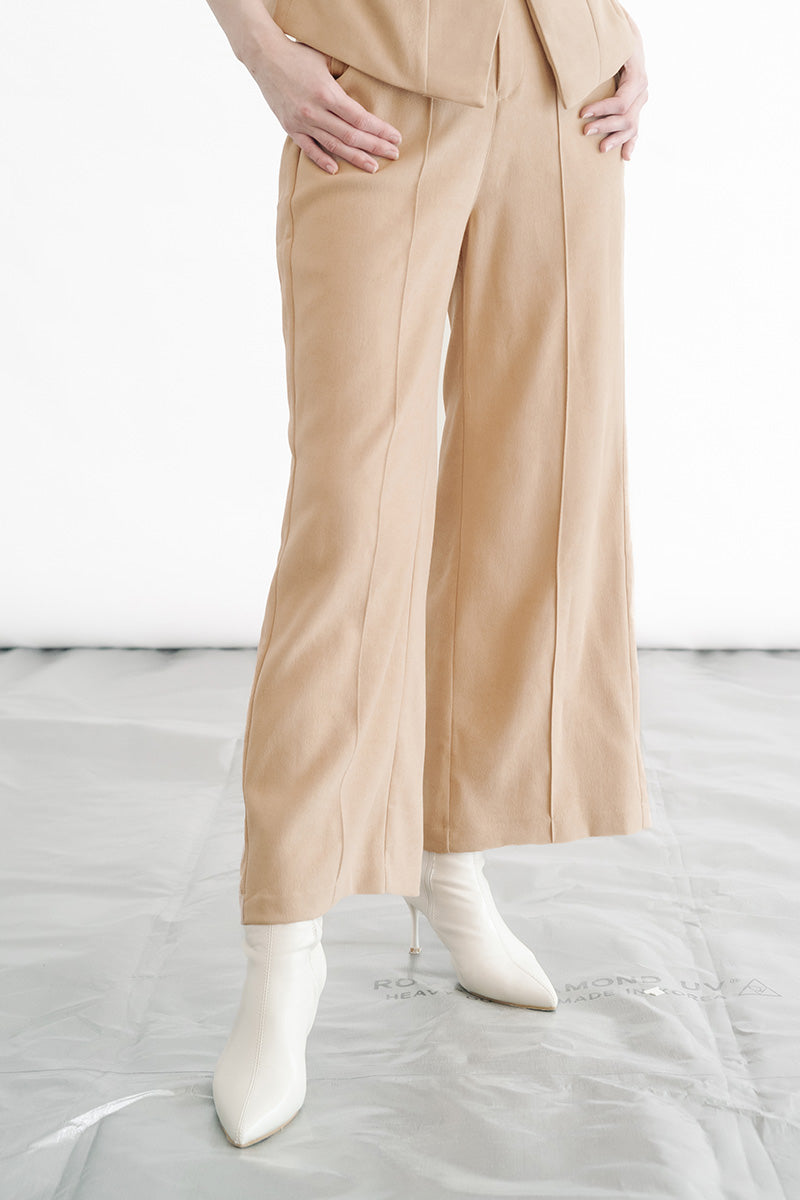 Zipper Back Pants In Camel