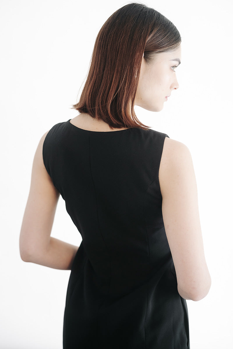 Zipper Fitted Dress In Black
