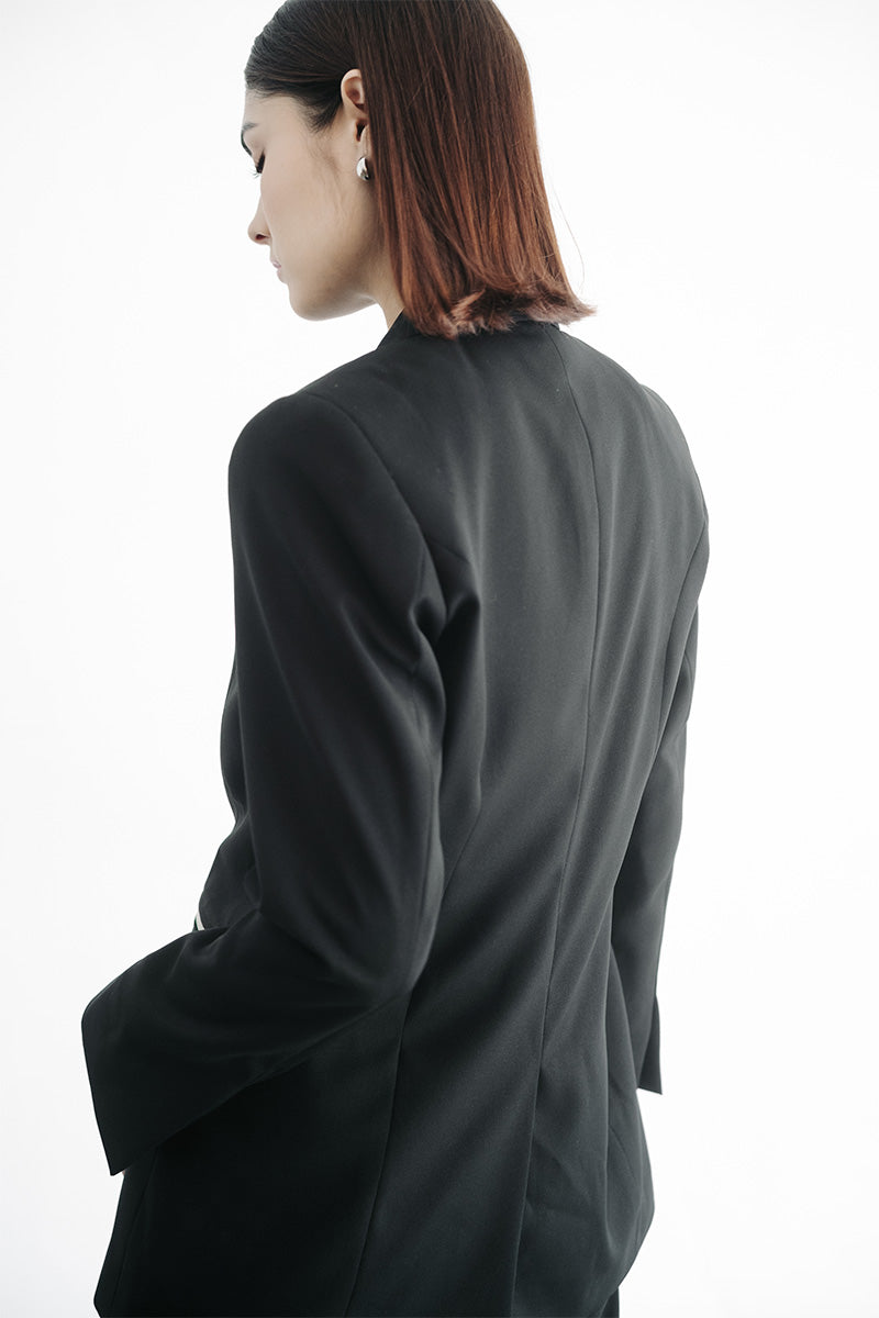 Zipper Oversized Blazer In Black