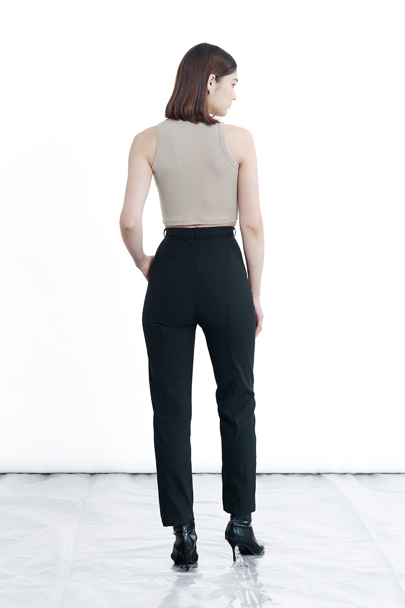 Zipper Slim Pants In Black