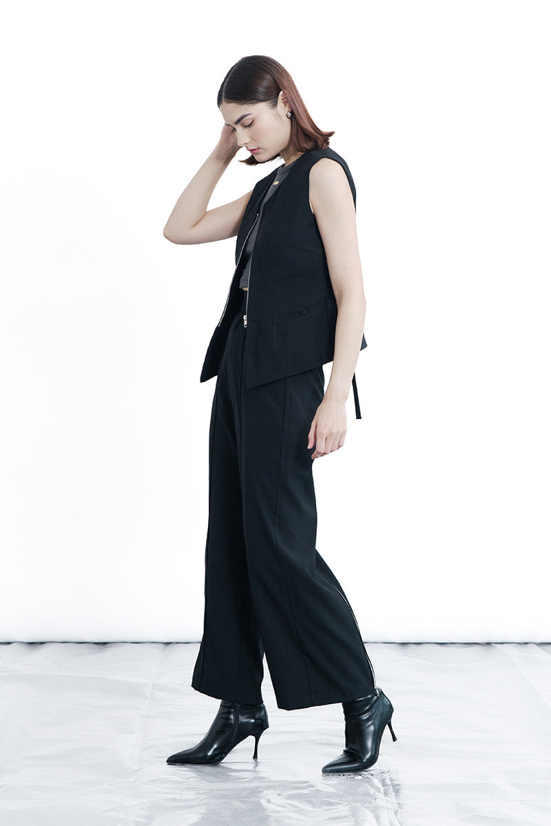 Zipper Vest In Black