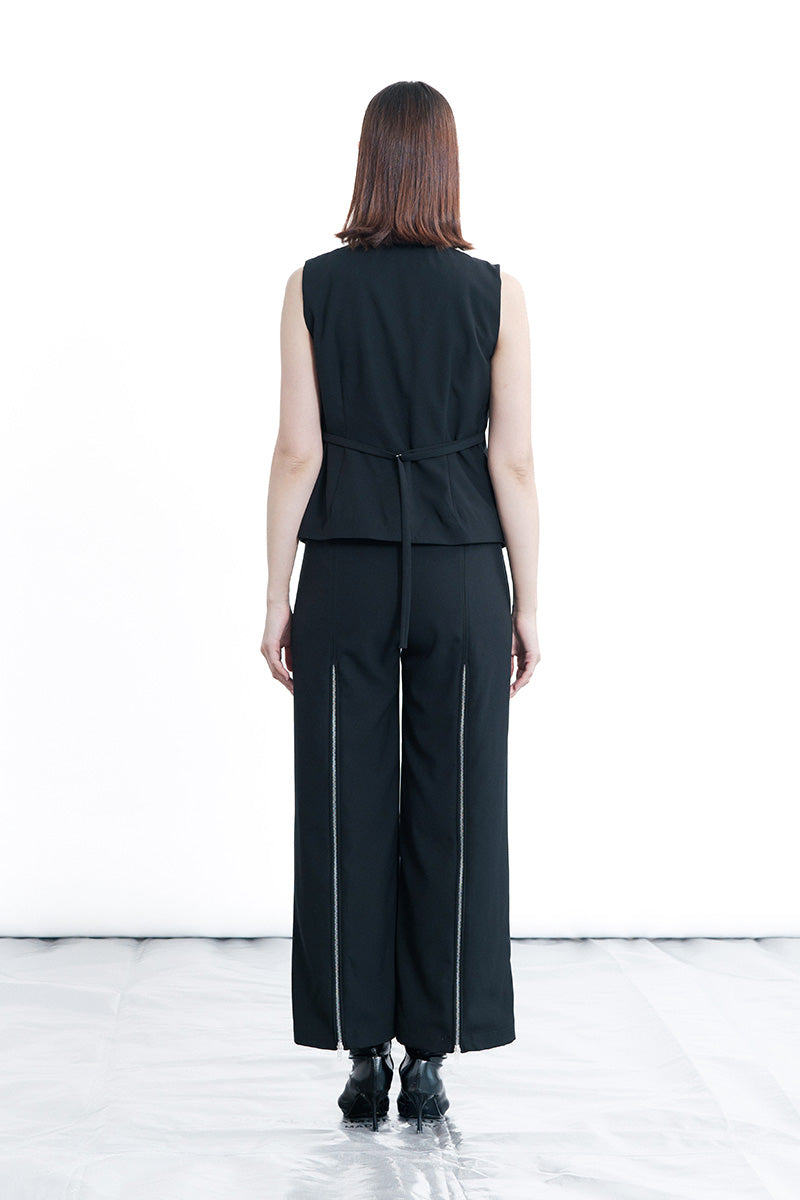 Zipper Vest In Black