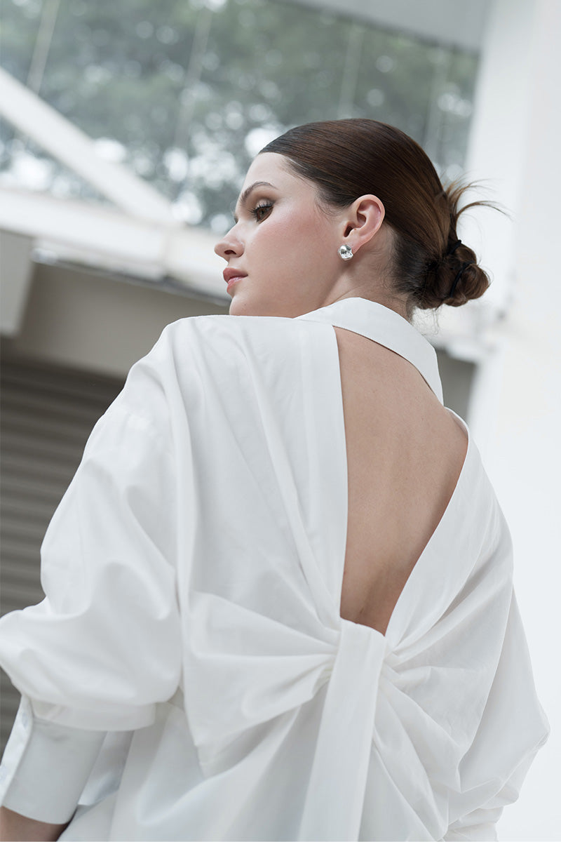 Backless Shirt In White
