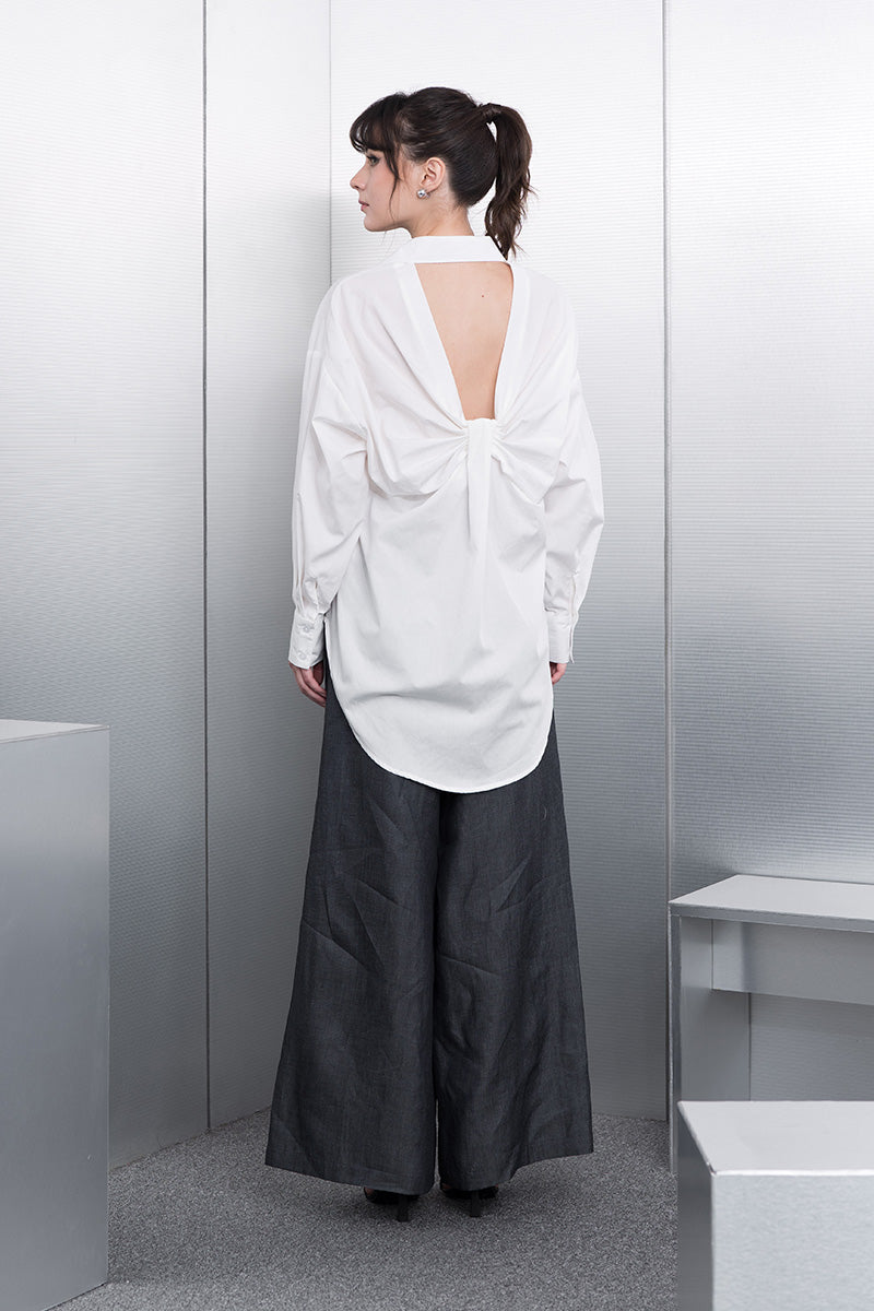 Backless Shirt In White
