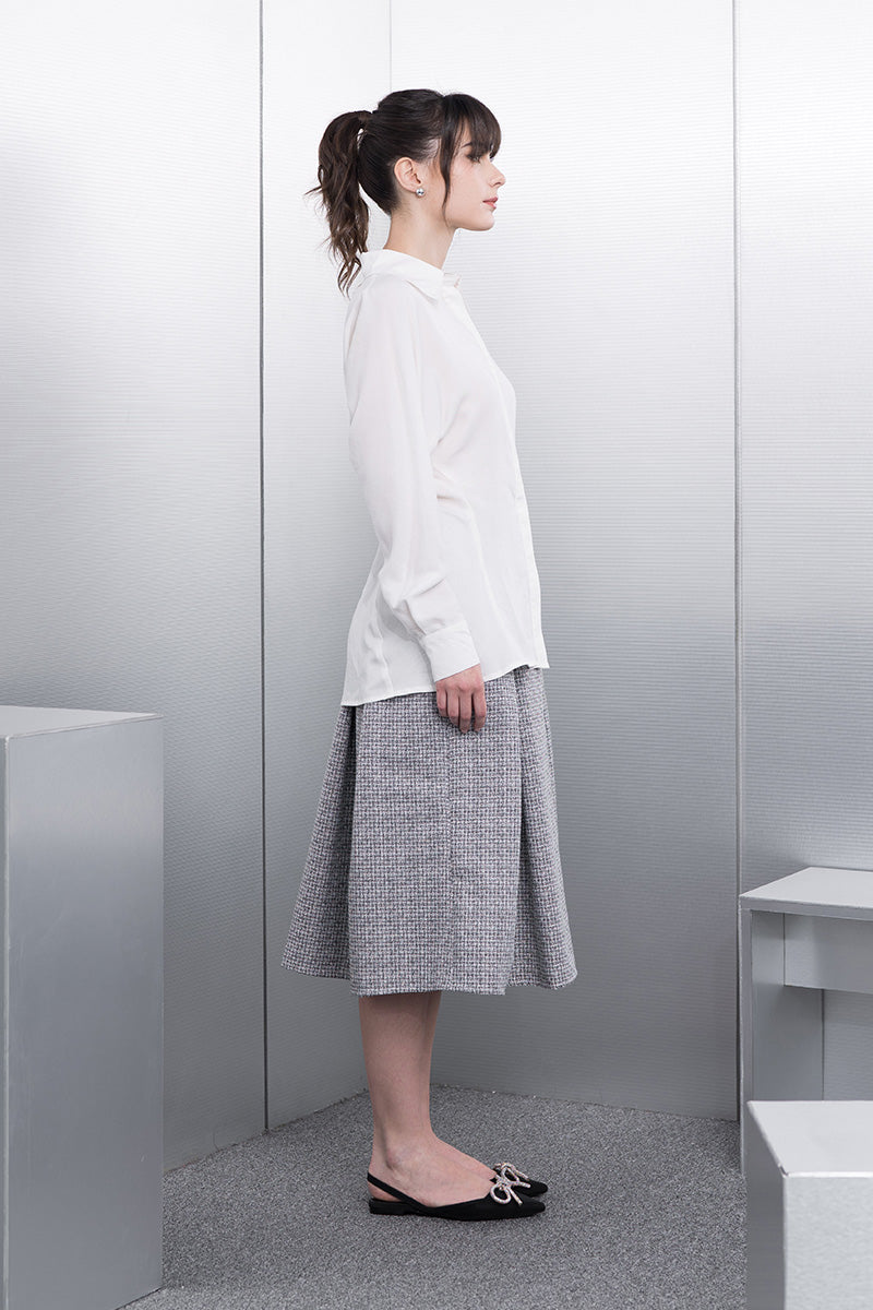 Cinched Waist Shirt In White