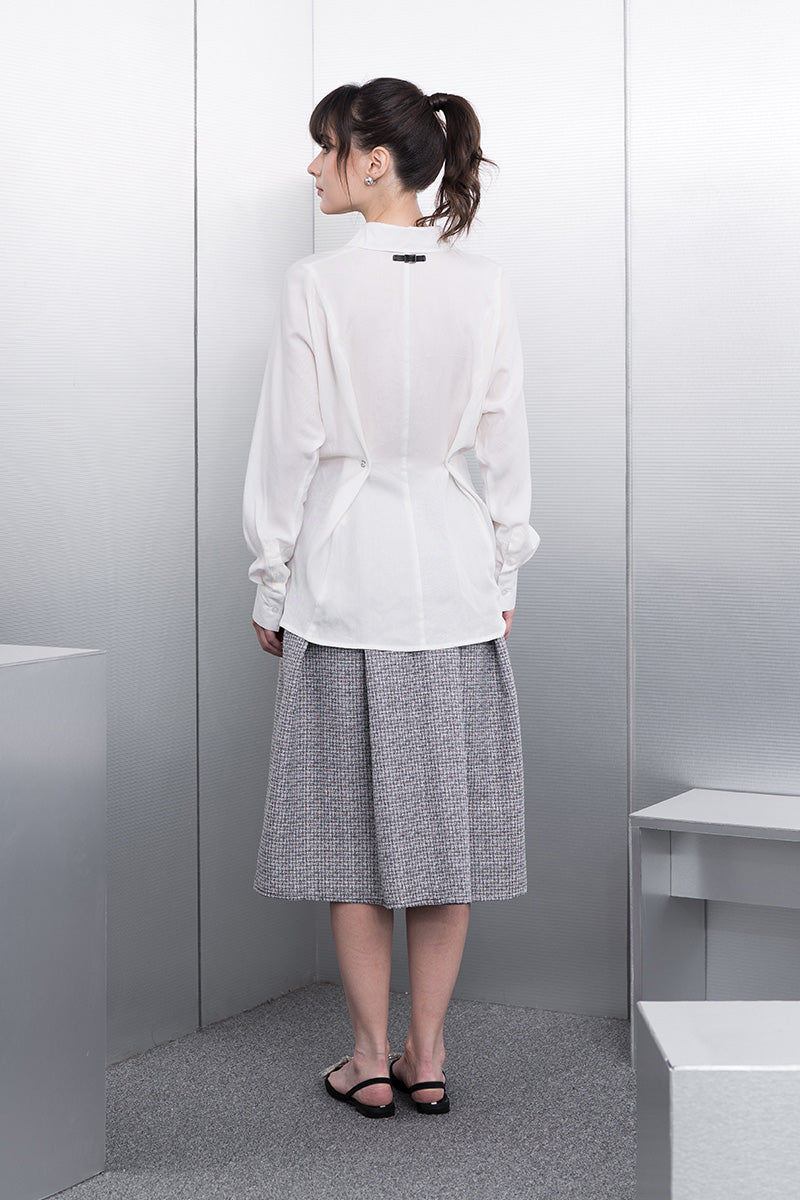 Cinched Waist Shirt In White