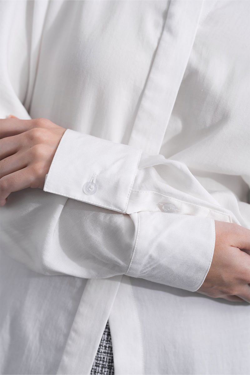 Cinched Waist Shirt In White