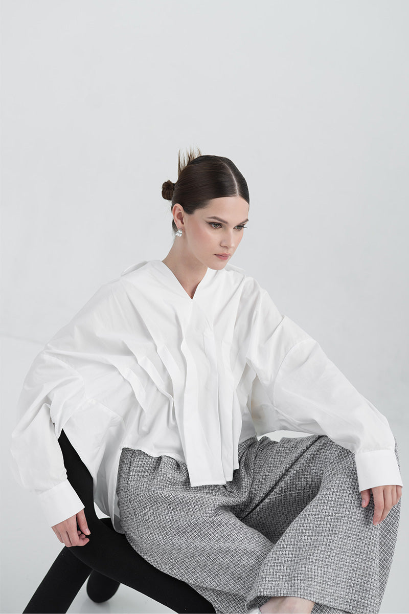 Pleated Shirt In White