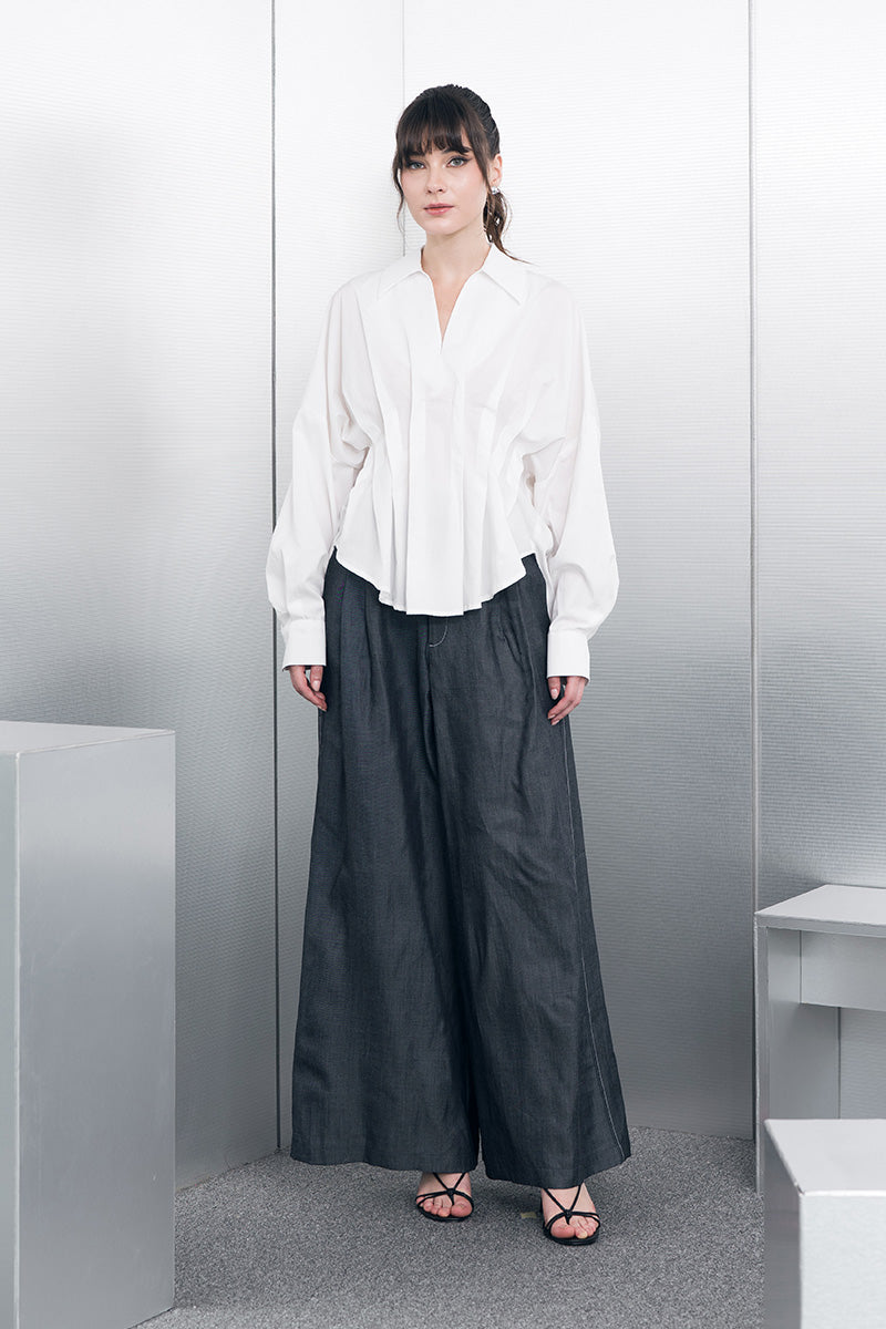 Pleated Shirt In White