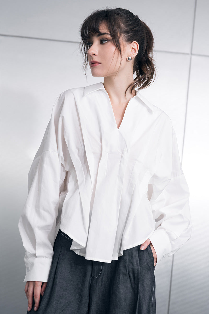Pleated Shirt In White
