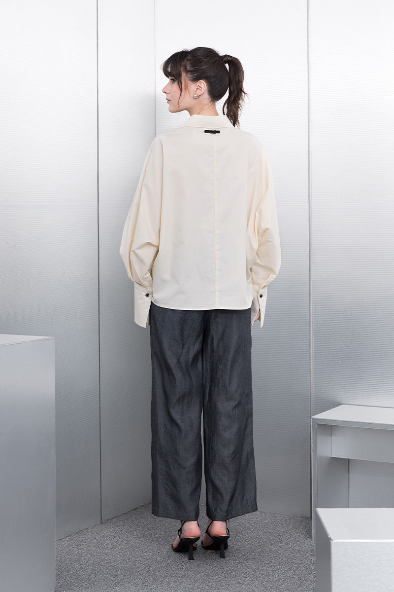 Batwing-Sleeved Shirt In Cream
