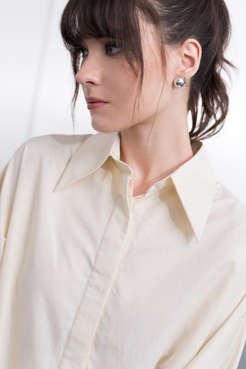 Batwing-Sleeved Shirt In Cream