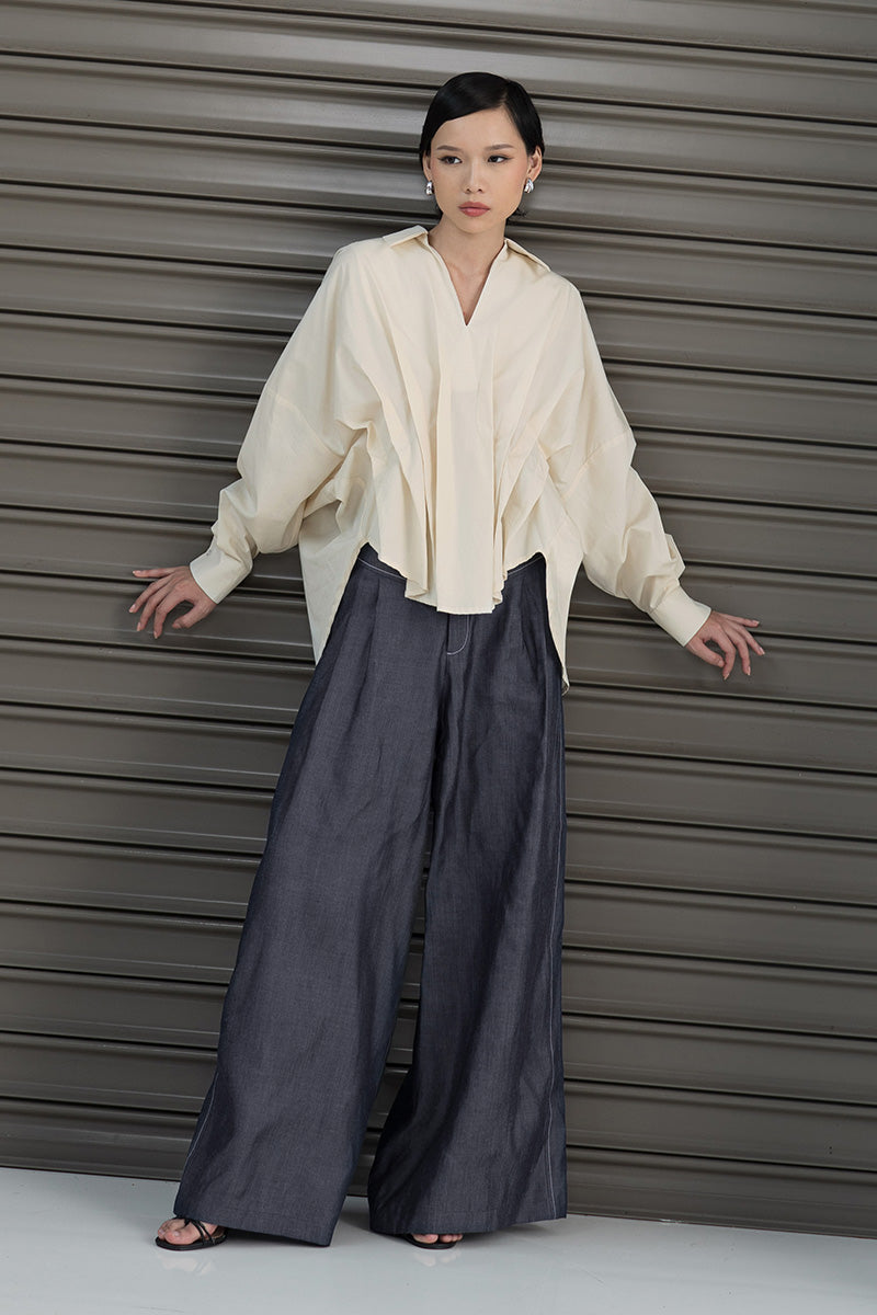 Pleated Shirt In Cream