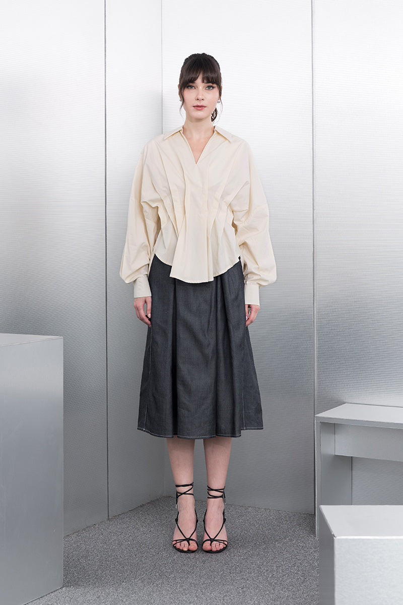 Pleated Shirt In Cream