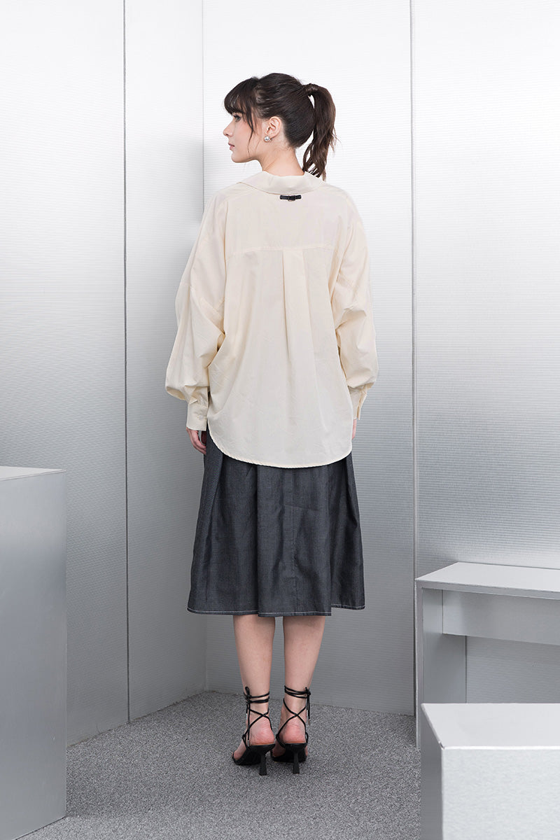 Pleated Shirt In Cream