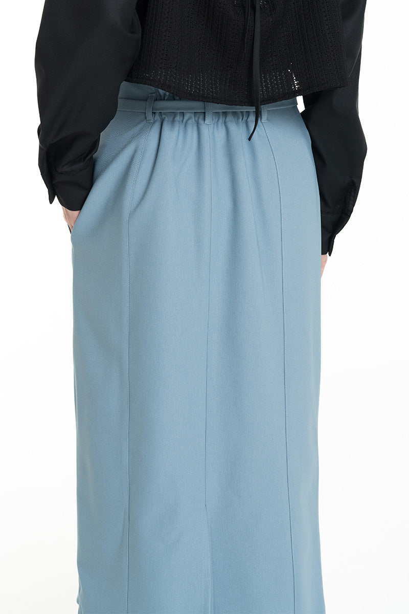 Asymmetric Wrap Midi Skirt In Sky Blue