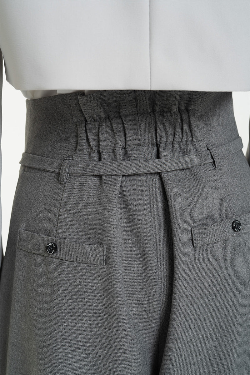 Asymmetric Wrap Wide Leg Pants In Cool Grey