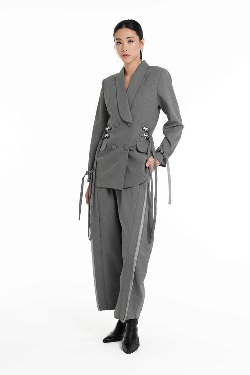 Buckle 15 Long Fitted Blazer In Cool Grey