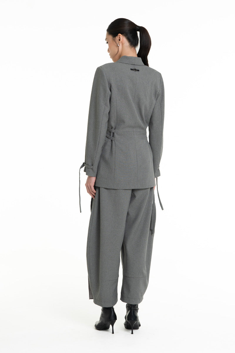 Buckle 15 Long Fitted Blazer In Cool Grey