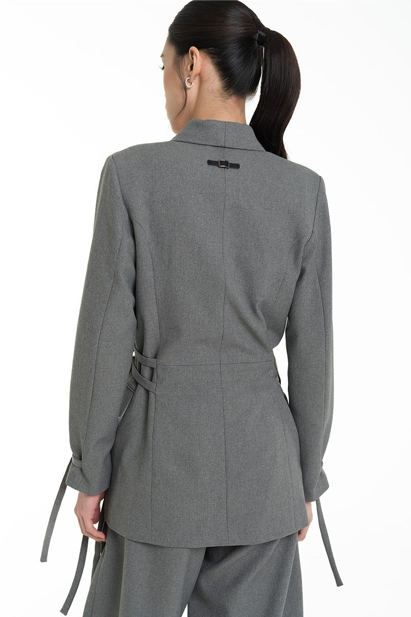 Buckle 15 Long Fitted Blazer In Cool Grey