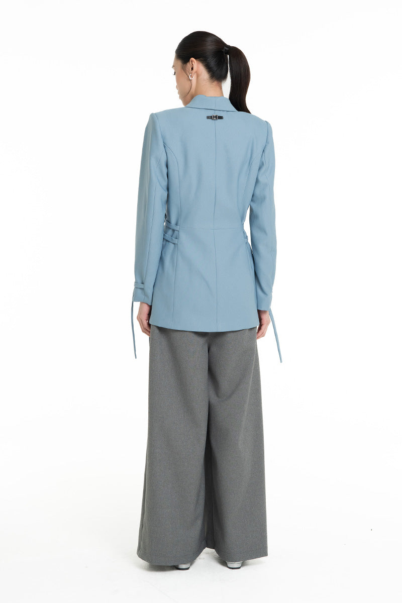 Buckle 15 Long Fitted Blazer In Sky Blue