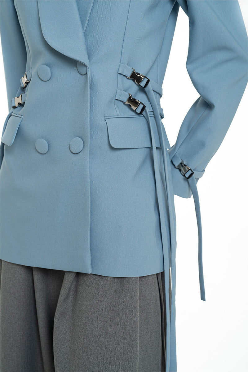 Buckle 15 Long Fitted Blazer In Sky Blue