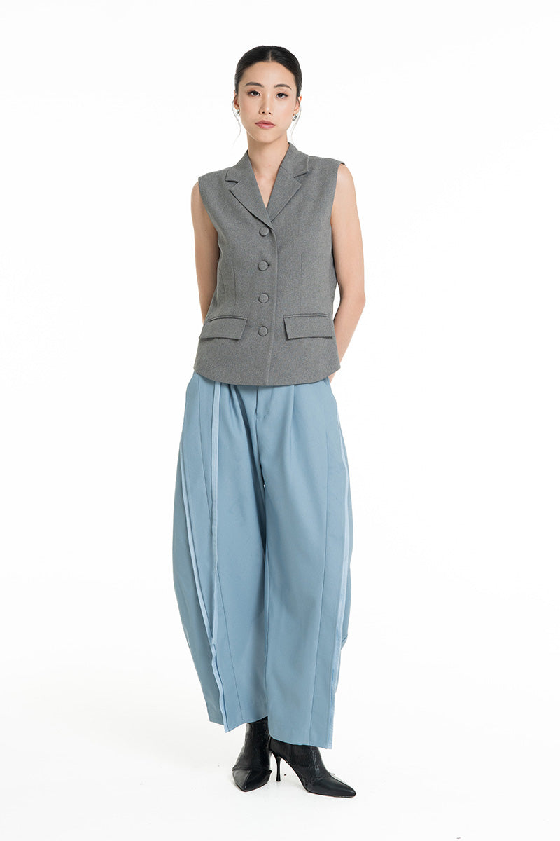 Collared Vest In Cool Grey