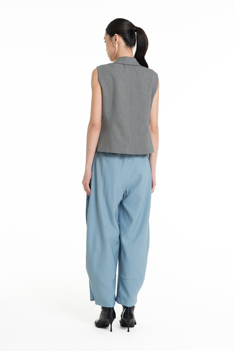 Collared Vest In Cool Grey