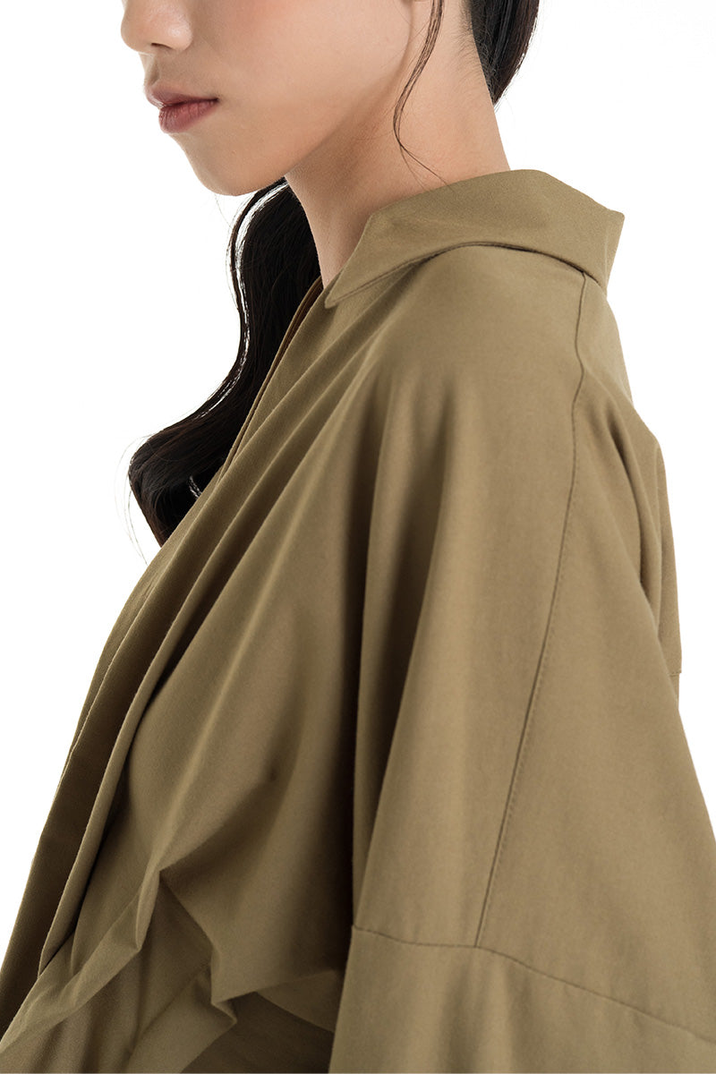 Pleated Shirt In Military Olive