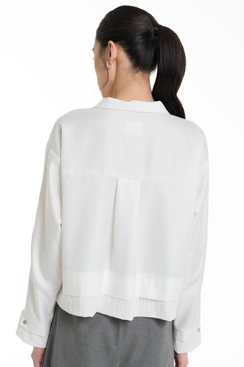 Shirt With Openwork Knitted Details In White