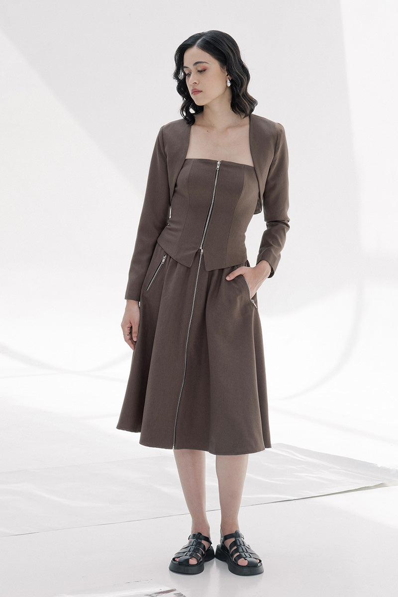 Crop Outer In Dark Khaki
