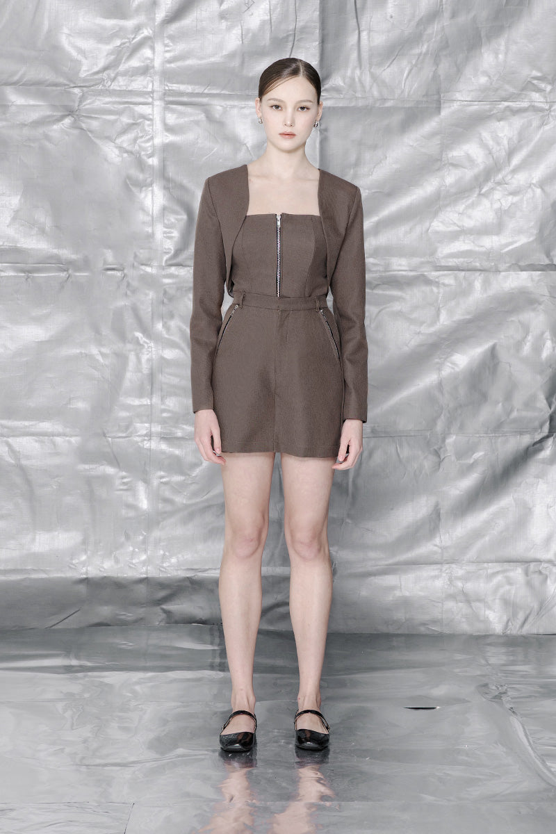 Crop Outer In Dark Khaki