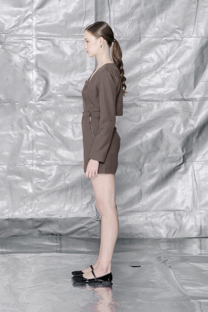 Crop Outer In Dark Khaki