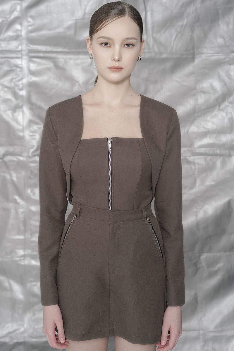 Crop Outer In Dark Khaki