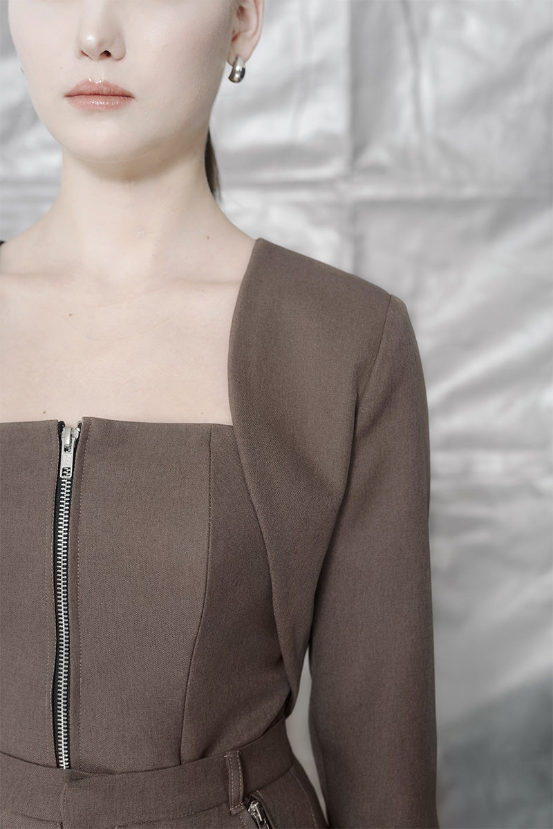 Crop Outer In Dark Khaki