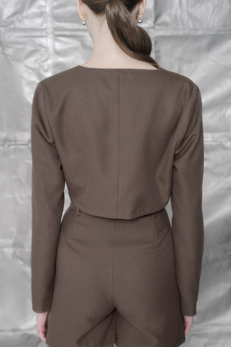 Crop Outer In Dark Khaki