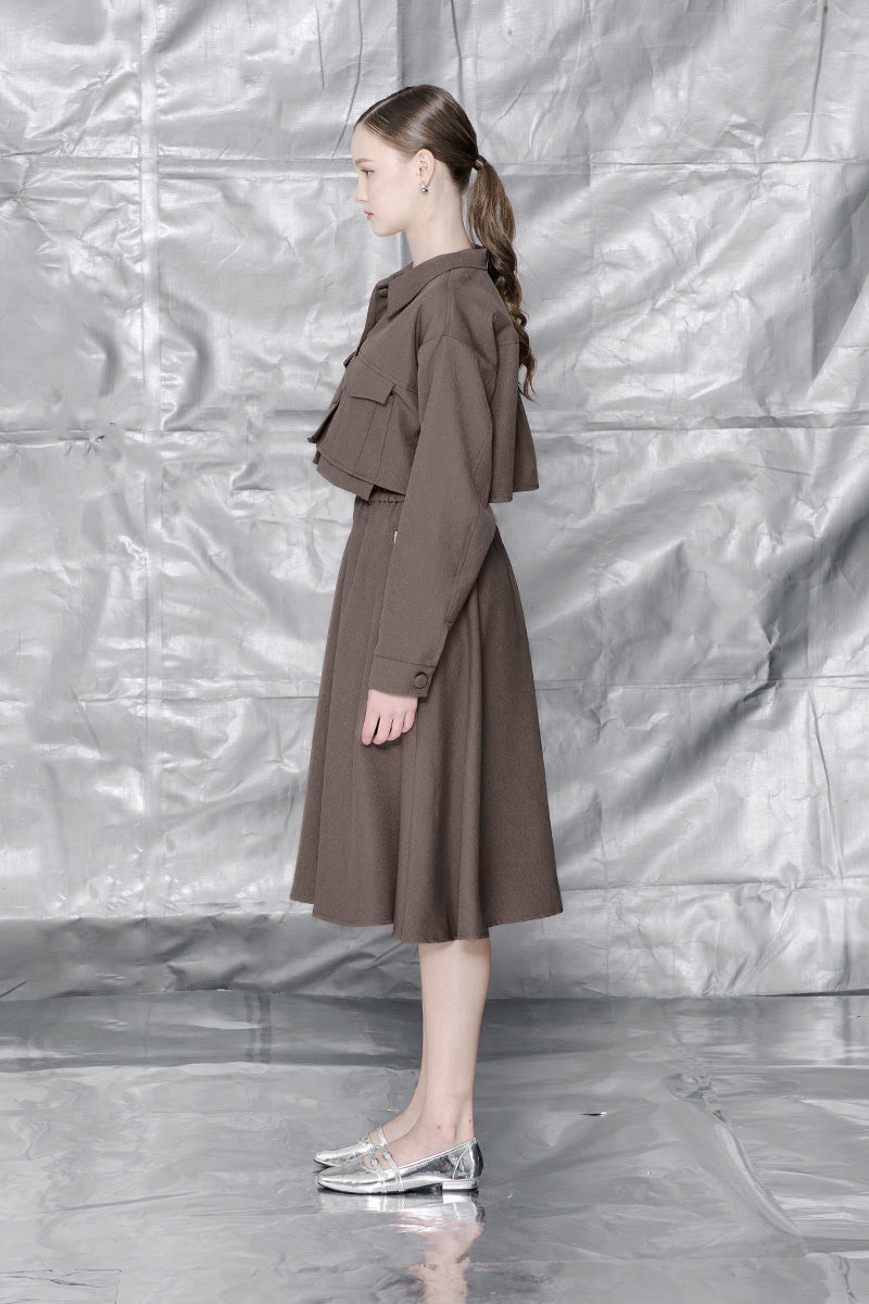 Crop Pocket Shirt In Dark Khaki