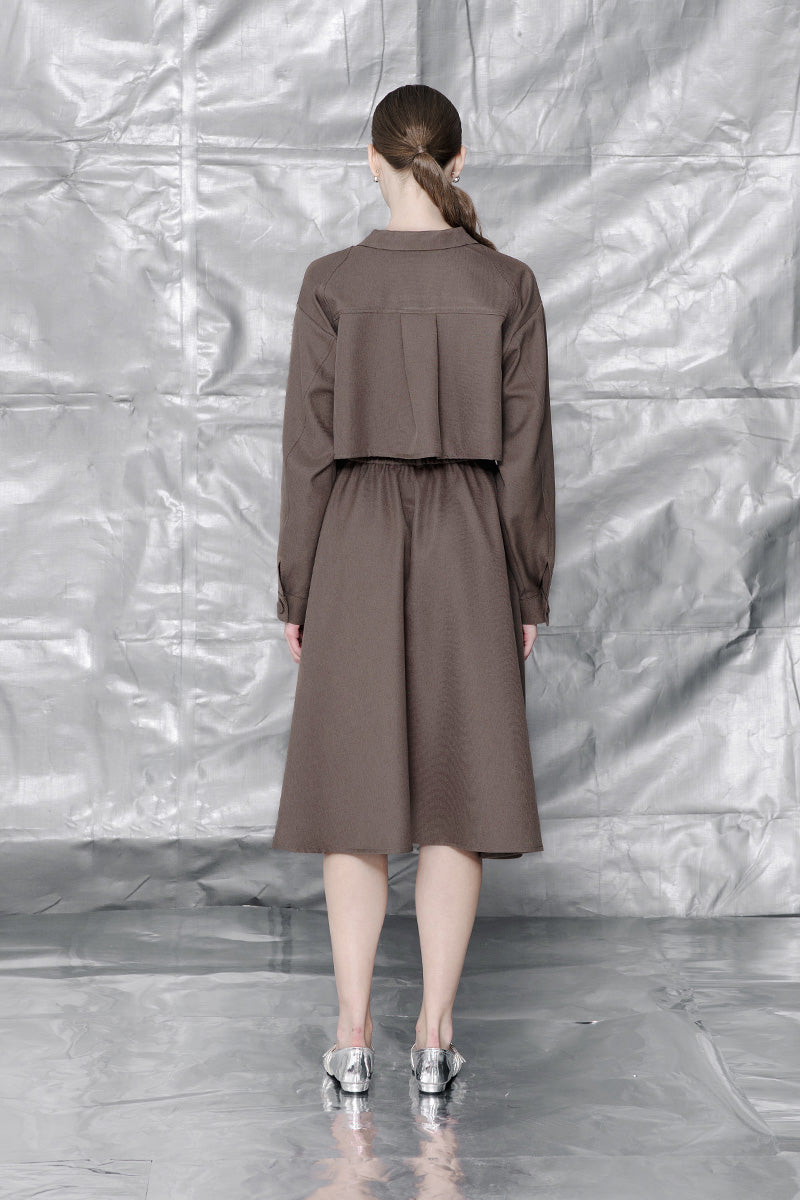 Crop Pocket Shirt In Dark Khaki