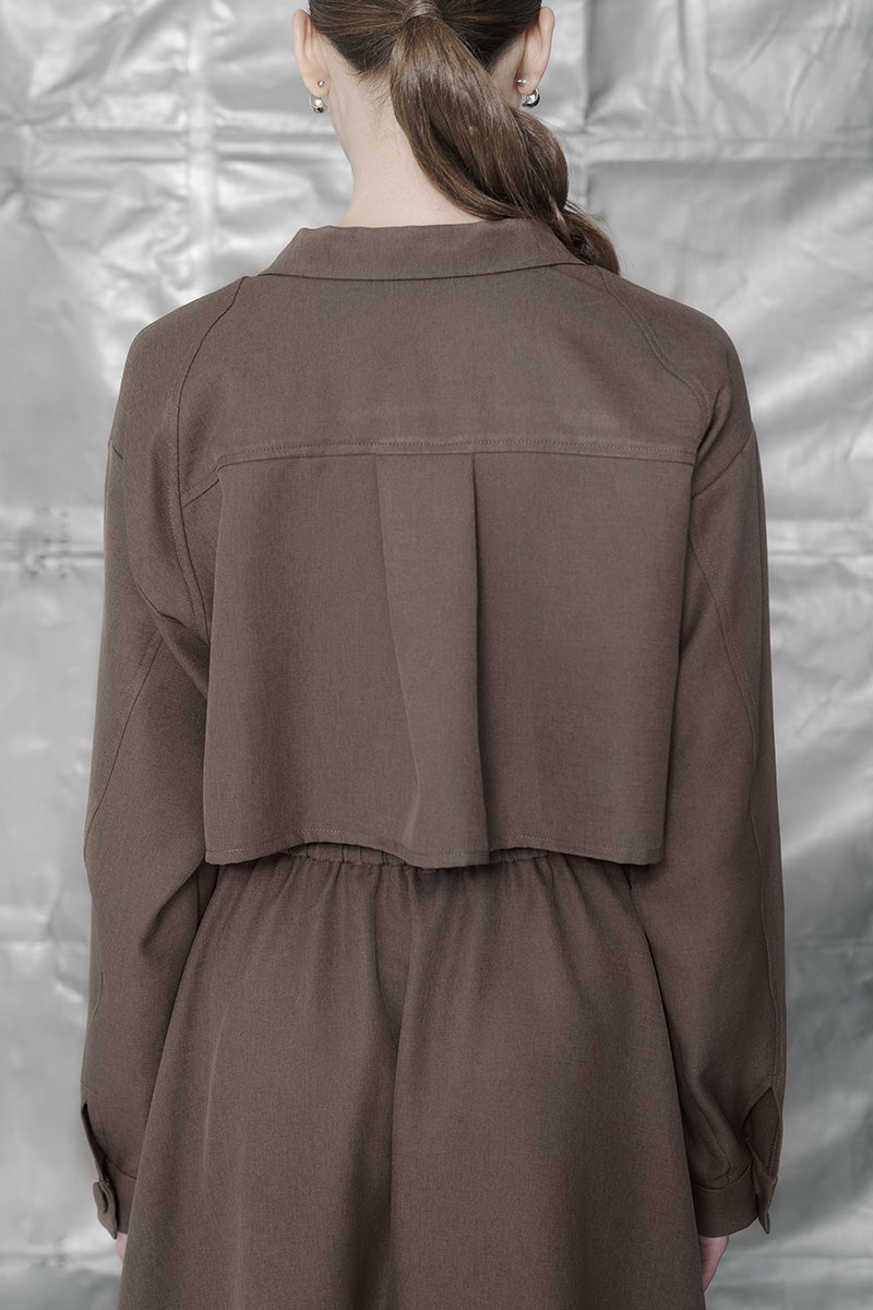 Crop Pocket Shirt In Dark Khaki