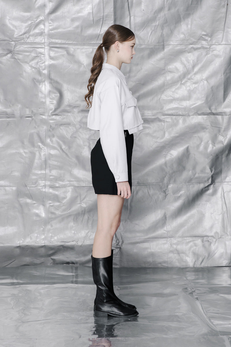 Crop Pocket Shirt In Light Grey
