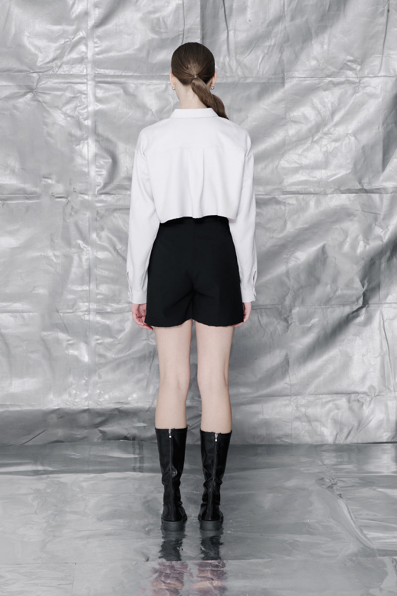 Crop Pocket Shirt In Light Grey