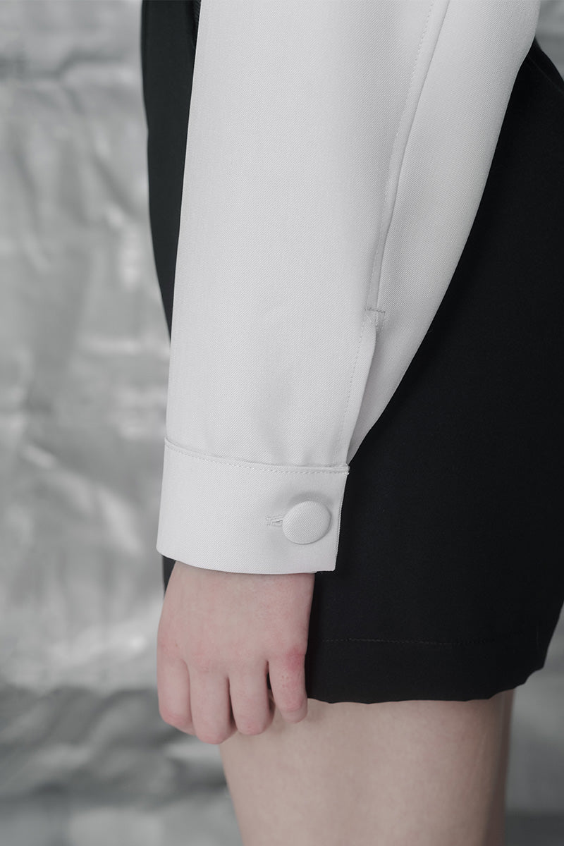 Crop Pocket Shirt In Light Grey