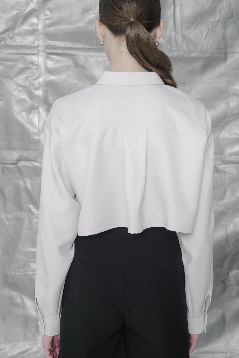 Crop Pocket Shirt In Light Grey
