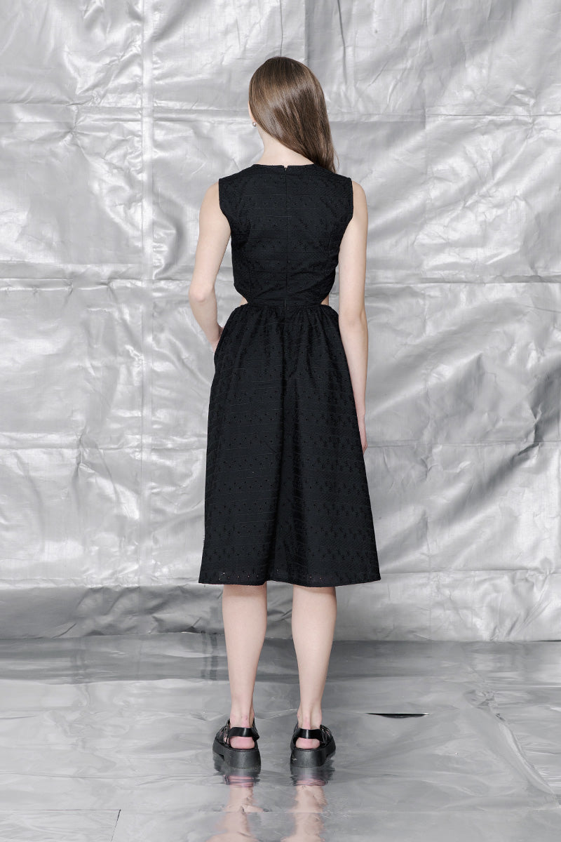 Embroidery Cut Dress In Black